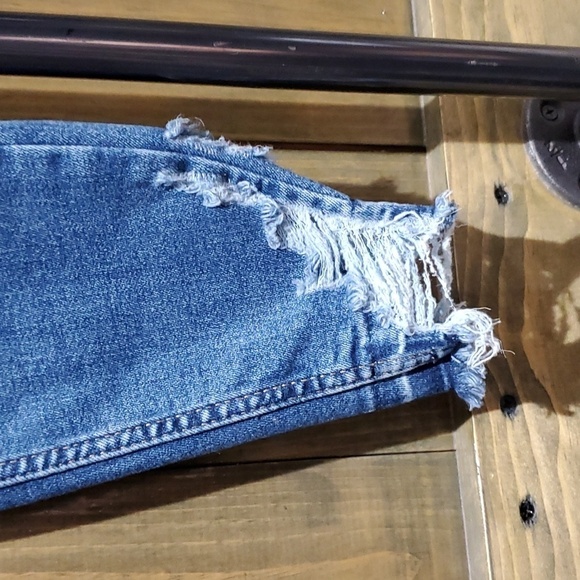 TOPSHOP JAMIE MOTO BLUE DENIM JEANS SIZE 28 x 32 RAW HEM - Picture 4 of 8